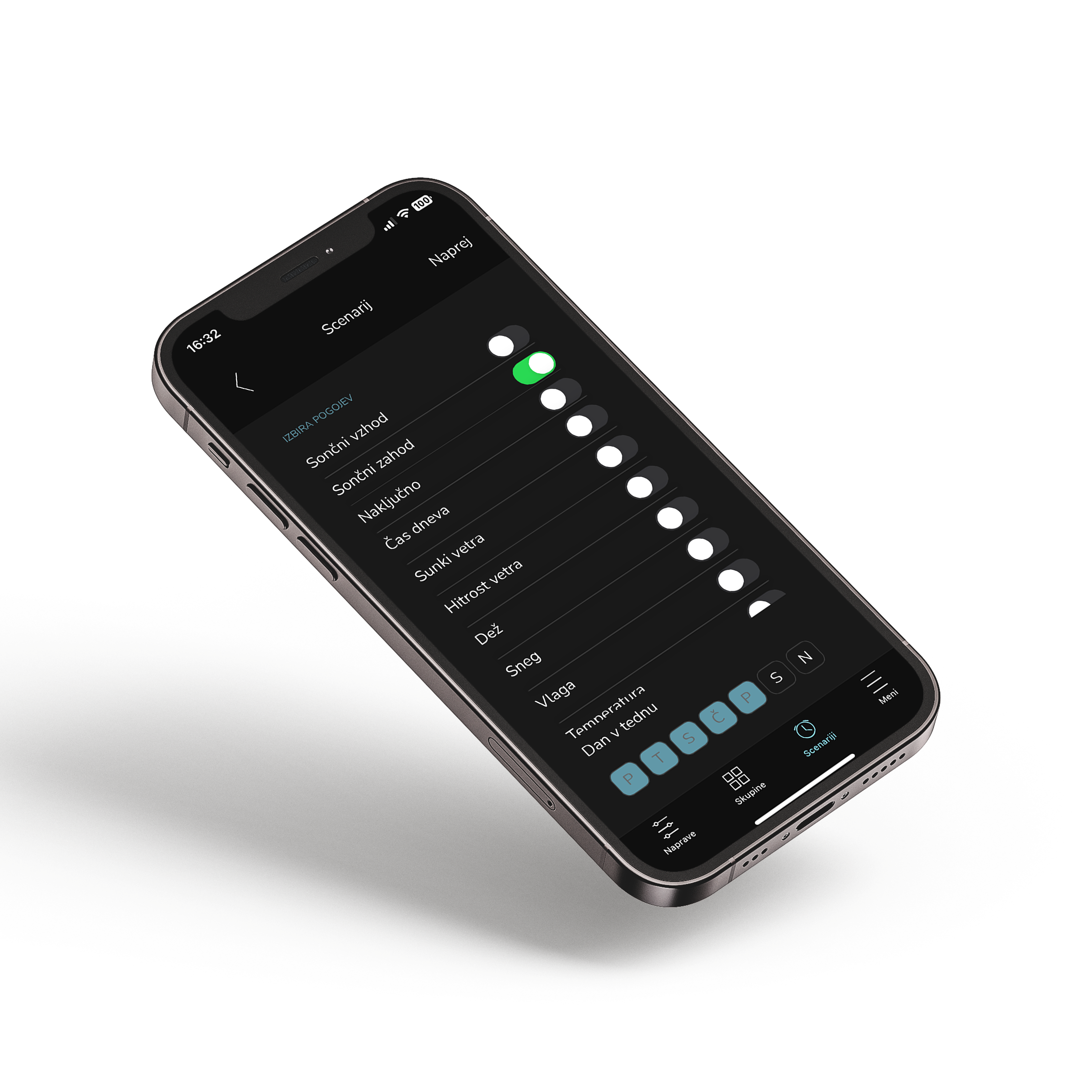 Nastavitve scenarija v ADC aplikaciji