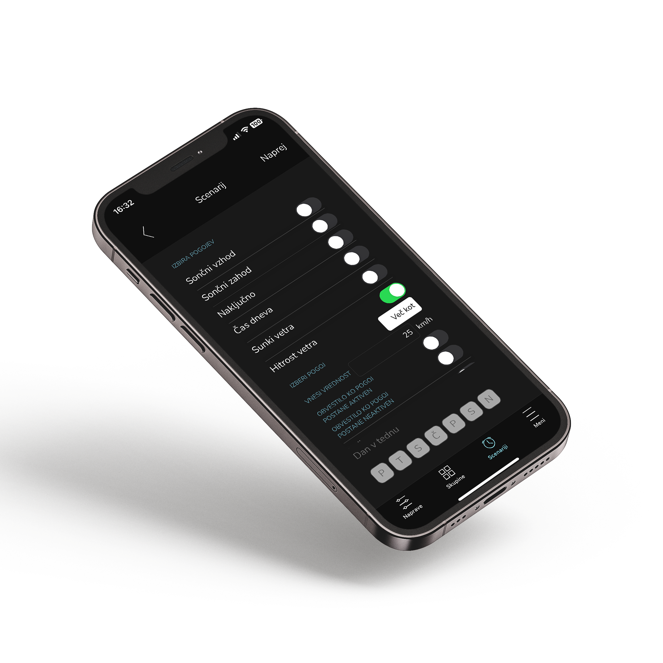 Nastavitve scenarija v ADC aplikaciji